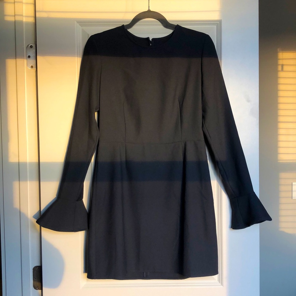 Dark Grey Bell Sleeve Dress with back cutout